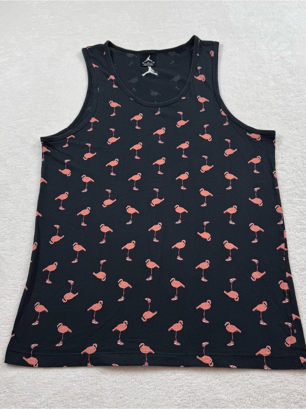 Jordan Black Tank with Coral Flamingo Print